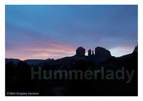 Cathedral Rock Blue - a sunrise photo of Cathedral Rock, with the dark sky just turning from black to blue