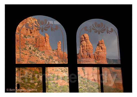 View of the Red Rocks from a Trolley Stop at the Chapel of the Holy Cross